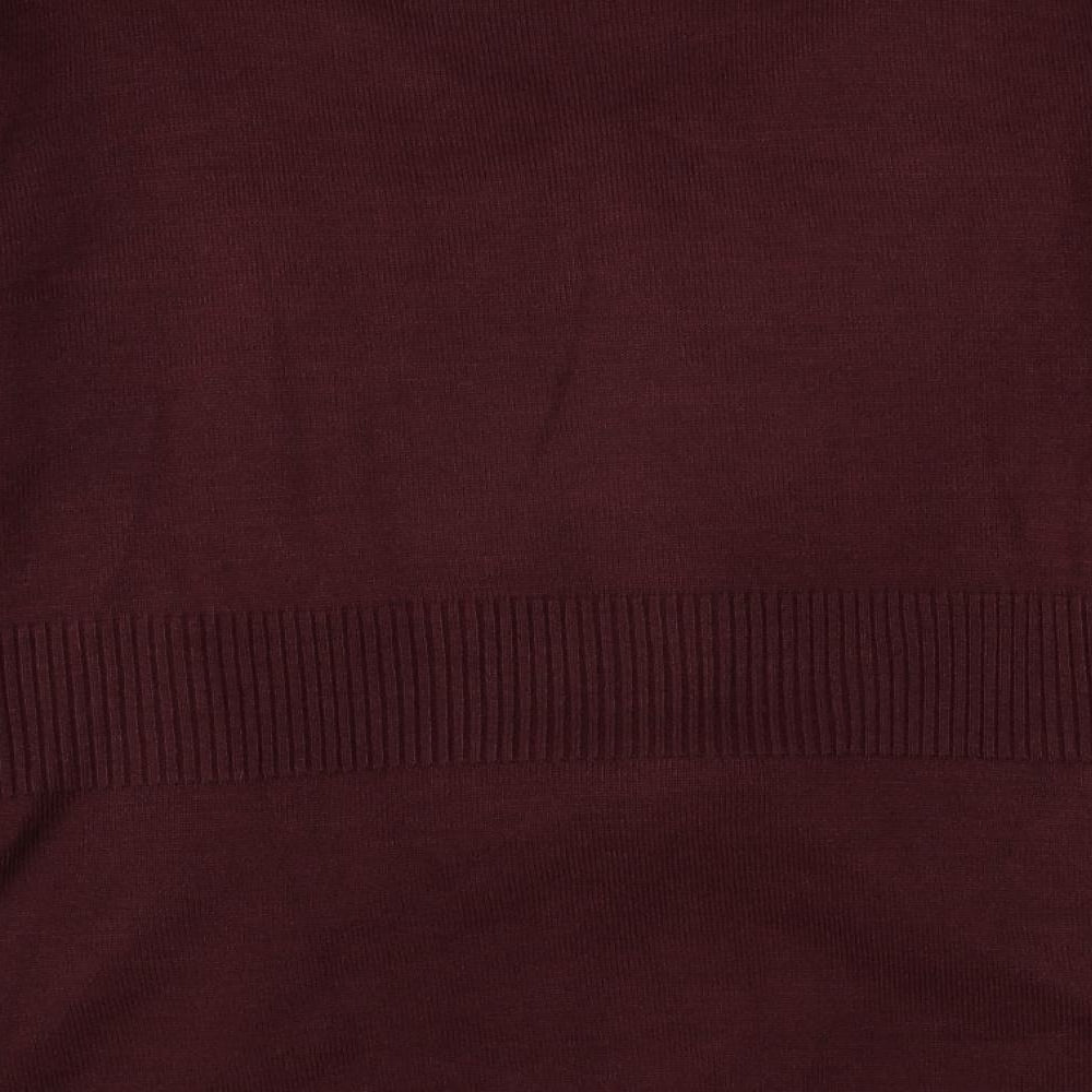 Klass Womens Red Acrylic Basic Blouse Size L Scoop Neck - Cardigan Effect