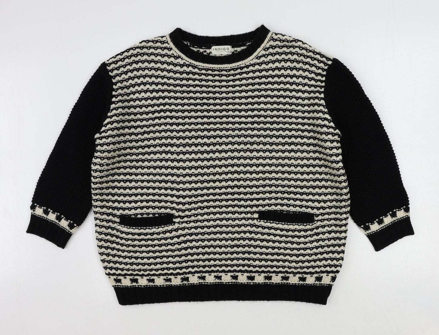 Indigo Womens Black Round Neck Acrylic Pullover Jumper Size 10