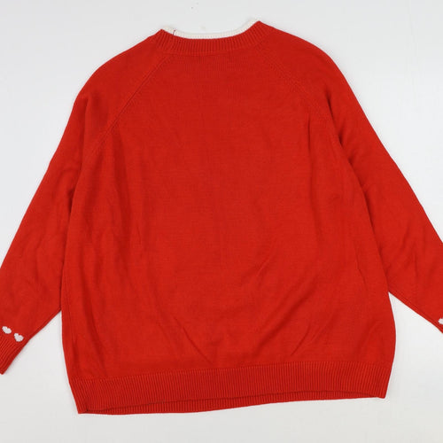 Marks and Spencer Womens Red Round Neck Acrylic Pullover Jumper Size XL - Dog Christmas