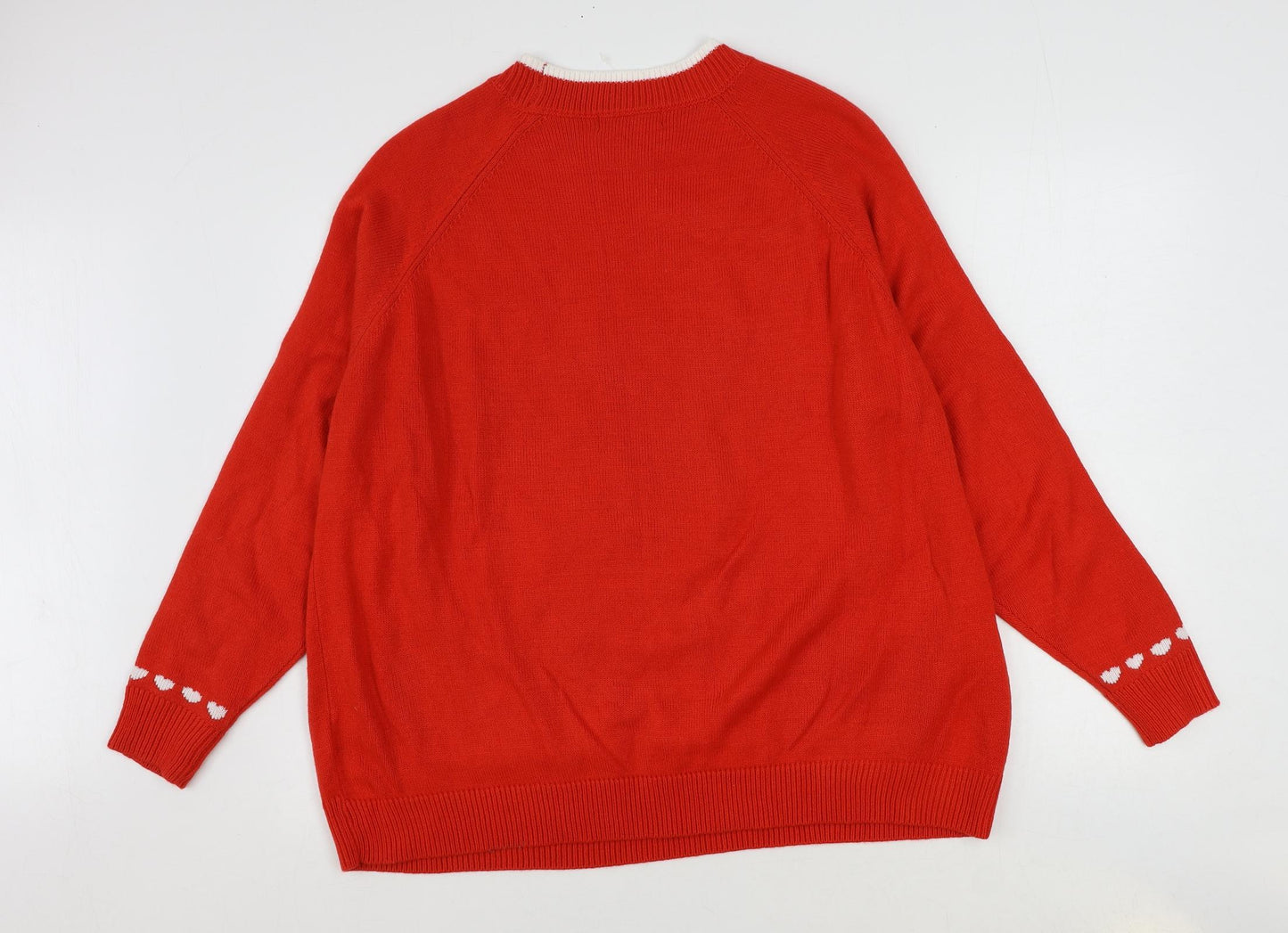 Marks and Spencer Womens Red Round Neck Acrylic Pullover Jumper Size XL - Dog Christmas