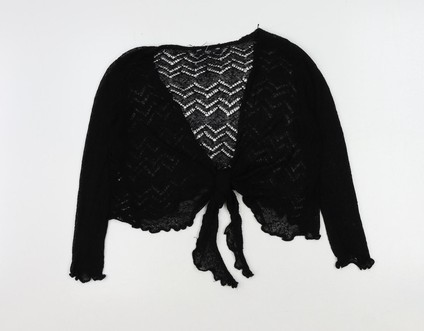 M&Co Womens Black V-Neck Acrylic Cardigan Jumper Size 10 - Cropped