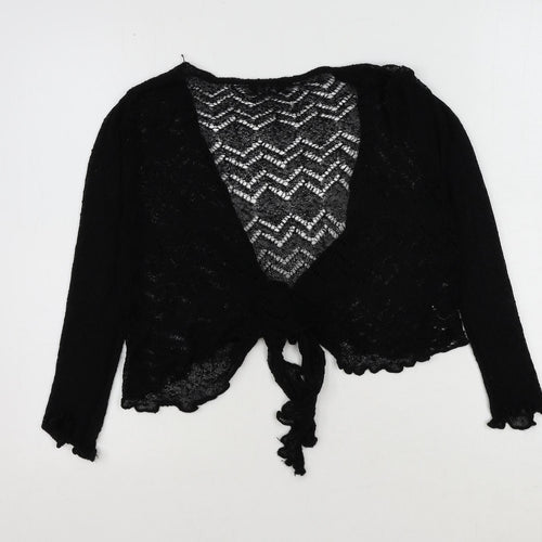 M&Co Womens Black V-Neck Acrylic Cardigan Jumper Size 10 - Cropped
