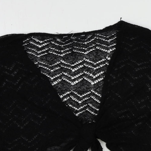 M&Co Womens Black V-Neck Acrylic Cardigan Jumper Size 10 - Cropped