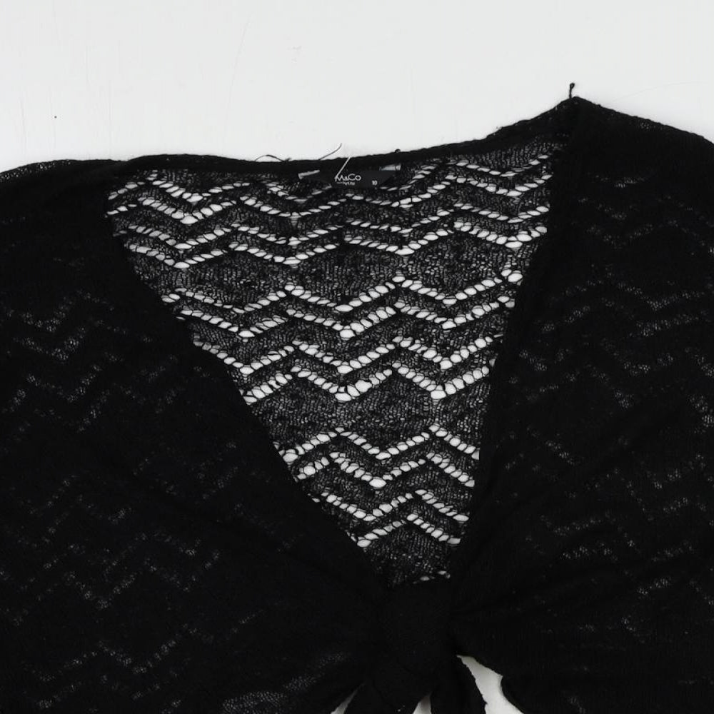 M&Co Womens Black V-Neck Acrylic Cardigan Jumper Size 10 - Cropped