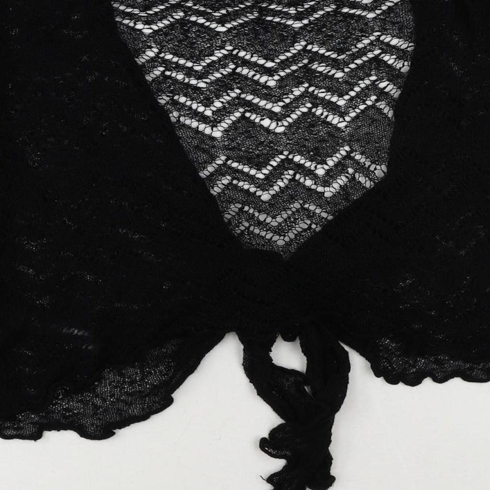 M&Co Womens Black V-Neck Acrylic Cardigan Jumper Size 10 - Cropped