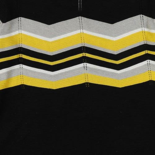Select Womens Black Round Neck Herringbone Cotton Pullover Jumper Size 12