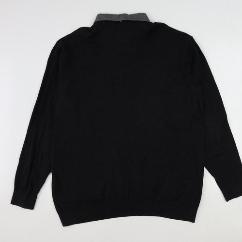 NEXT Mens Grey Collared Cotton Pullover Jumper Size 2XL Long Sleeve