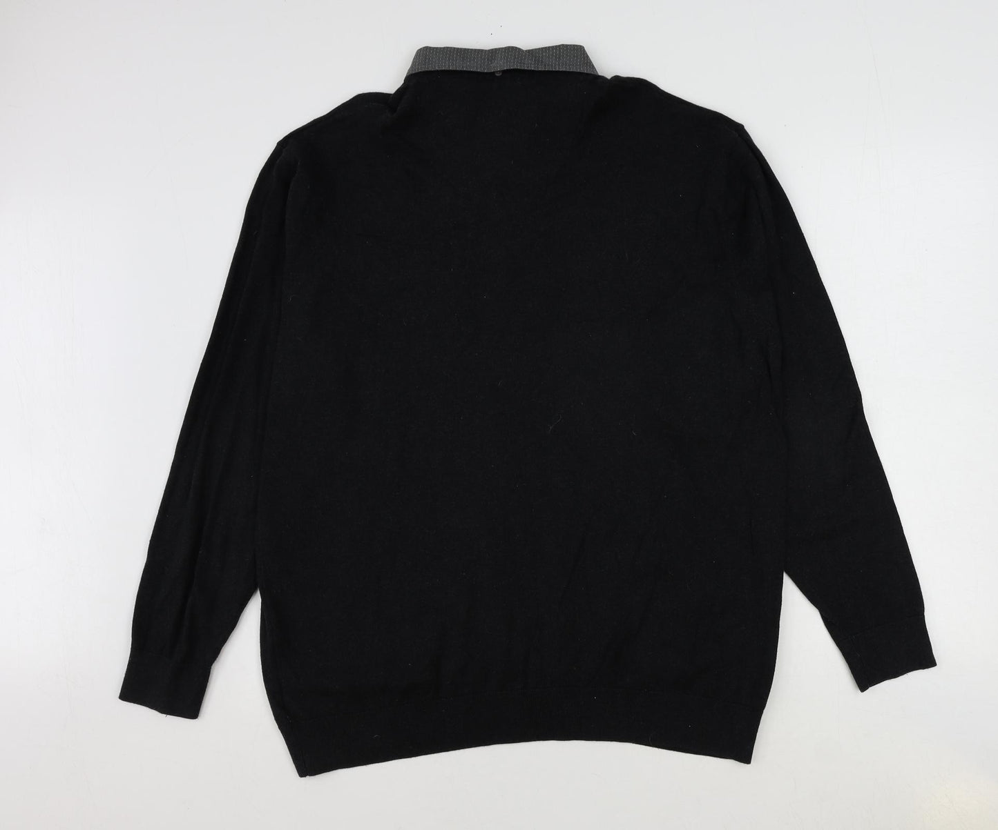 NEXT Mens Grey Collared Cotton Pullover Jumper Size 2XL Long Sleeve