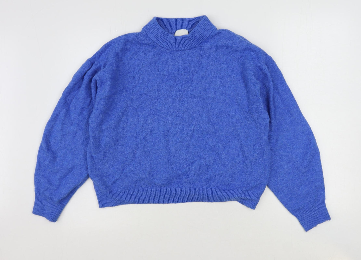 H&M Womens Blue Mock Neck Polyester Pullover Jumper Size M