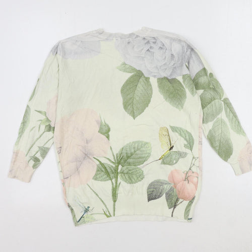 Ted Baker Womens Ivory Round Neck Cotton Pullover Jumper Size S - Flower Detail Ted Baker Size 1