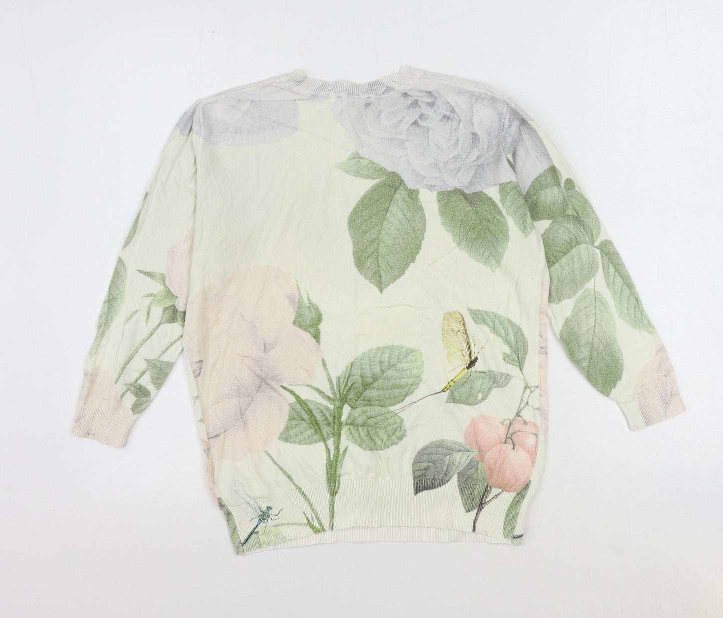 Ted Baker Womens Ivory Round Neck Cotton Pullover Jumper Size S - Flower Detail Ted Baker Size 1