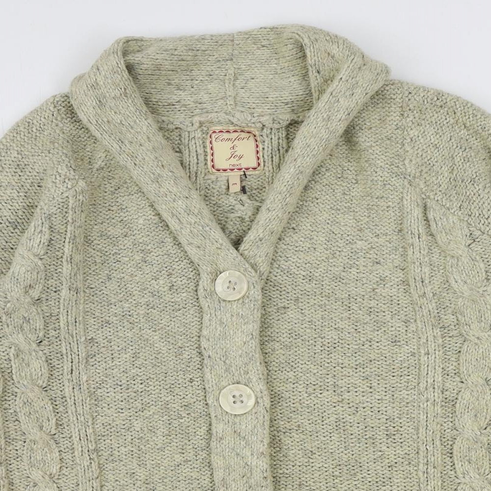 NEXT Womens Beige V-Neck Acrylic Cardigan Jumper Size M