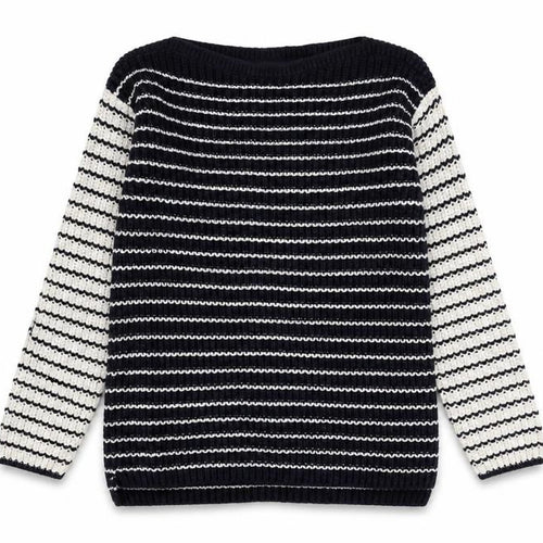 Marks and Spencer Womens Blue Boat Neck Striped Cotton Pullover Jumper Size S