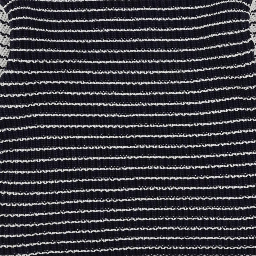 Marks and Spencer Womens Blue Boat Neck Striped Cotton Pullover Jumper Size S