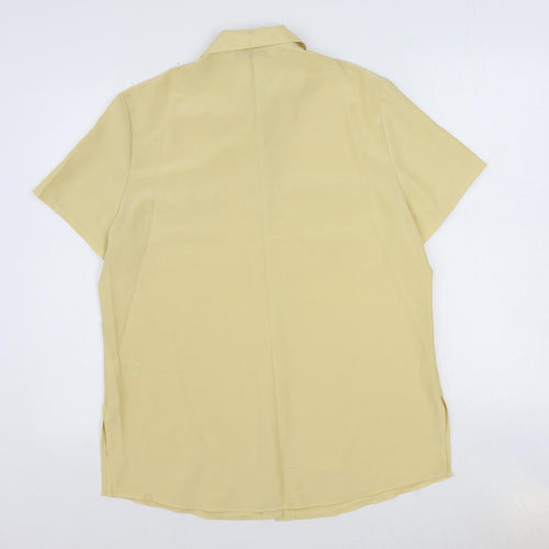 BHS Womens Yellow Polyester Basic Button-Up Size 14 Collared
