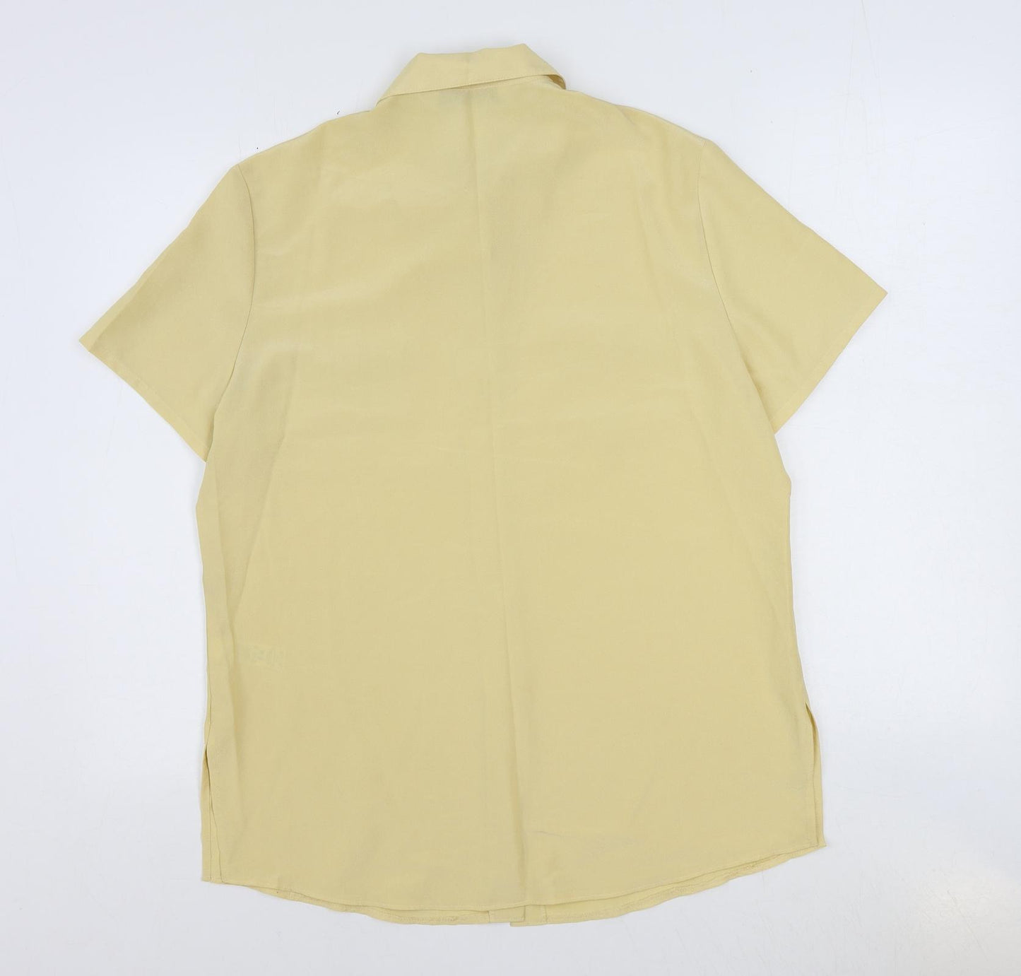 BHS Womens Yellow Polyester Basic Button-Up Size 14 Collared