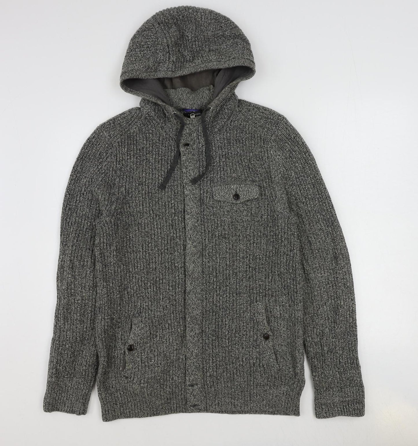 Ted Baker Mens Grey Round Neck Cotton Full Zip Jumper Size M Long Sleeve