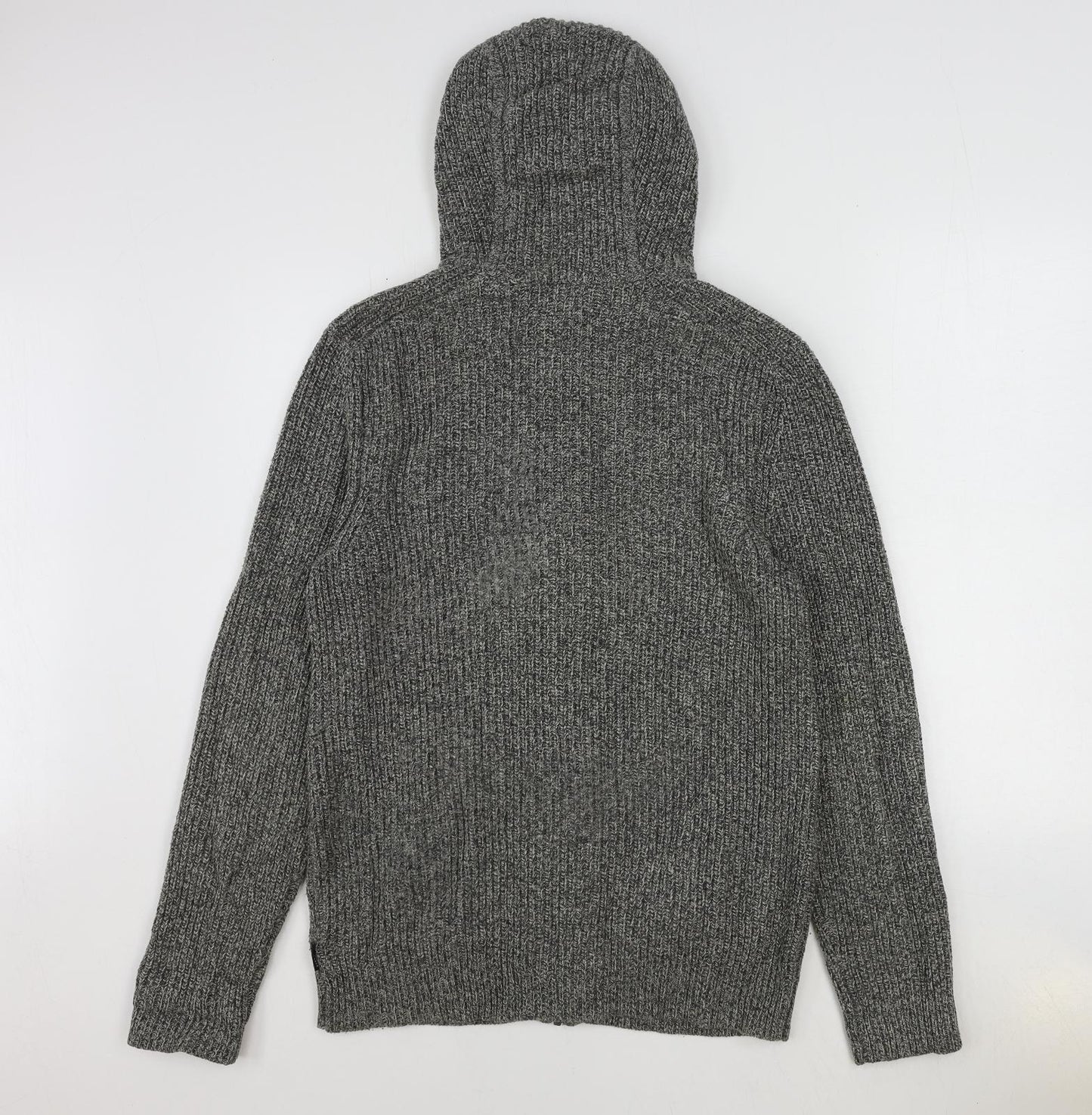 Ted Baker Mens Grey Round Neck Cotton Full Zip Jumper Size M Long Sleeve