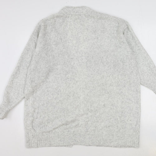 H&M Womens Grey V-Neck Acrylic Cardigan Jumper Size S