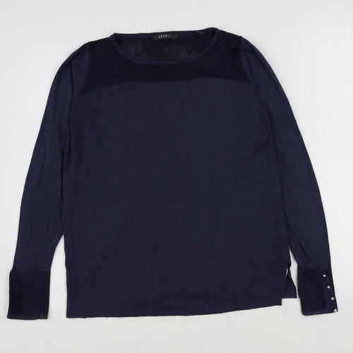 Esprit Womens Blue Round Neck Polyester Pullover Jumper Size M