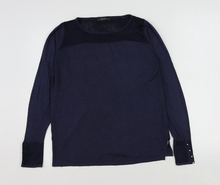 Esprit Womens Blue Round Neck Polyester Pullover Jumper Size M