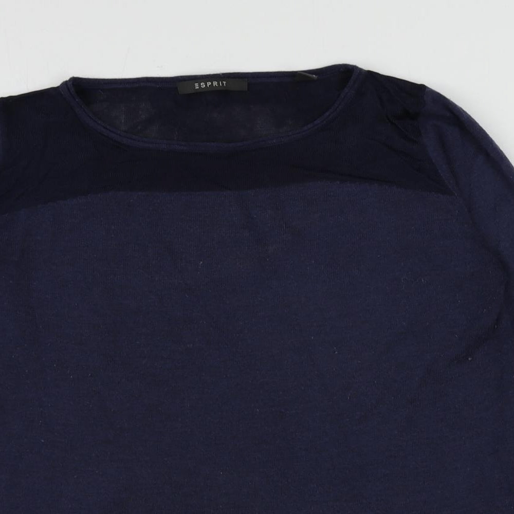 Esprit Womens Blue Round Neck Polyester Pullover Jumper Size M