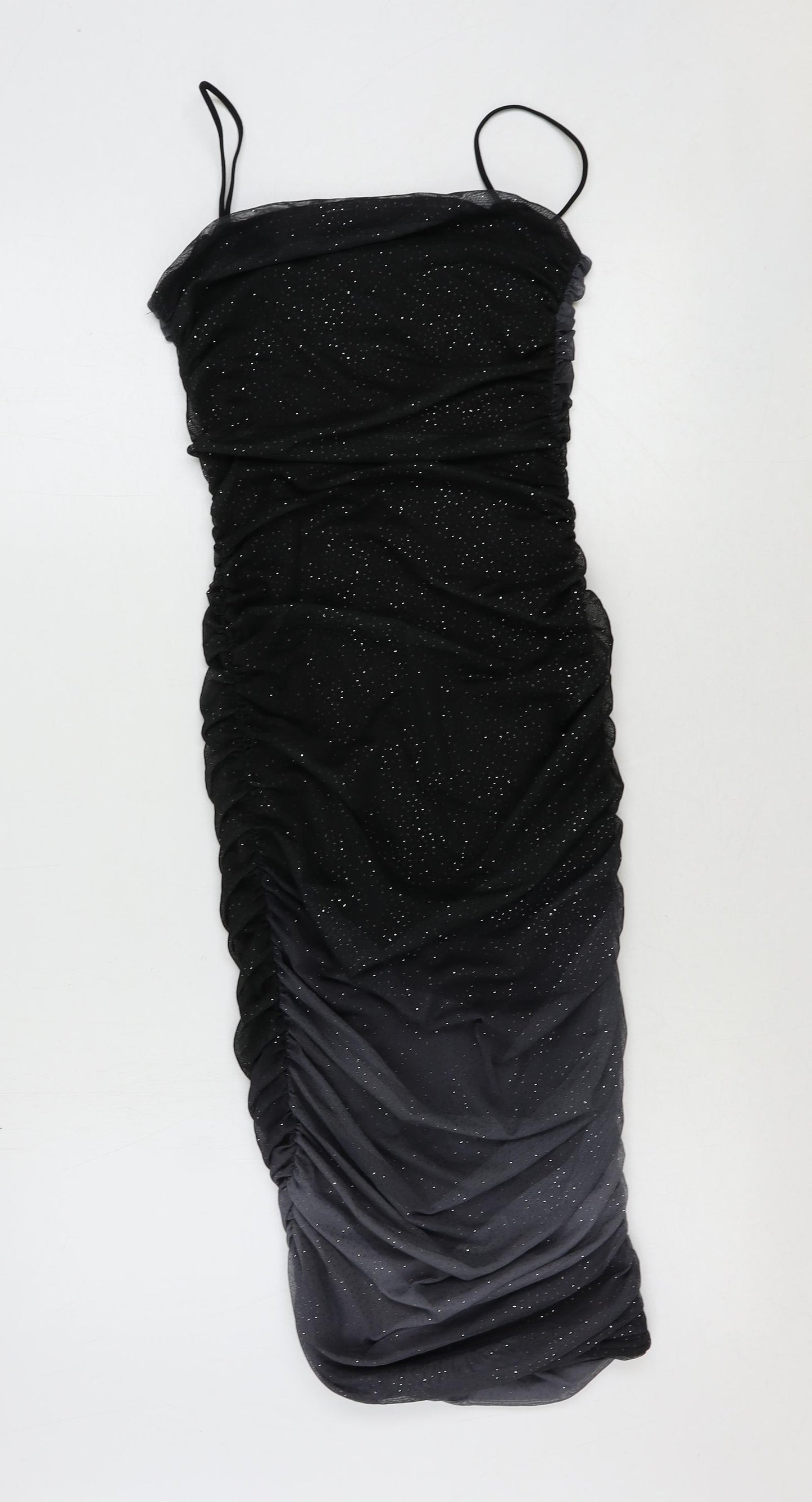 Pink Vanilla Womens Black Polyester Pencil Dress Size 8 Square Neck Pullover - Glitter
