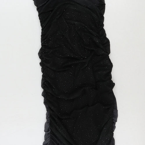 Pink Vanilla Womens Black Polyester Pencil Dress Size 8 Square Neck Pullover - Glitter