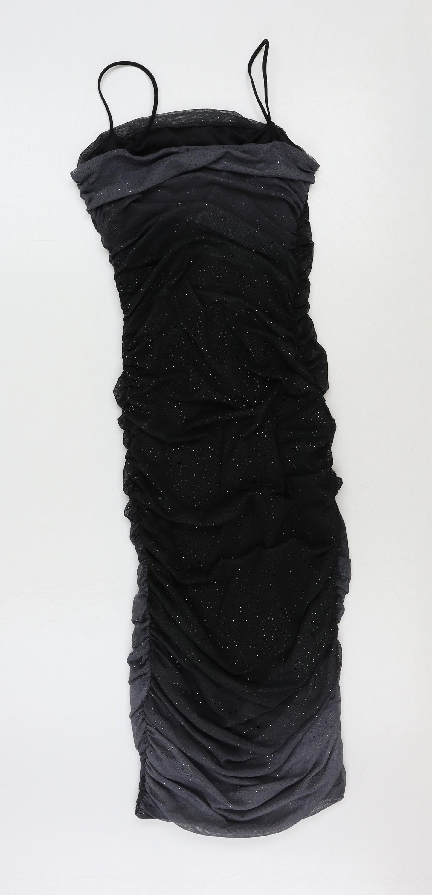 Pink Vanilla Womens Black Polyester Pencil Dress Size 8 Square Neck Pullover - Glitter