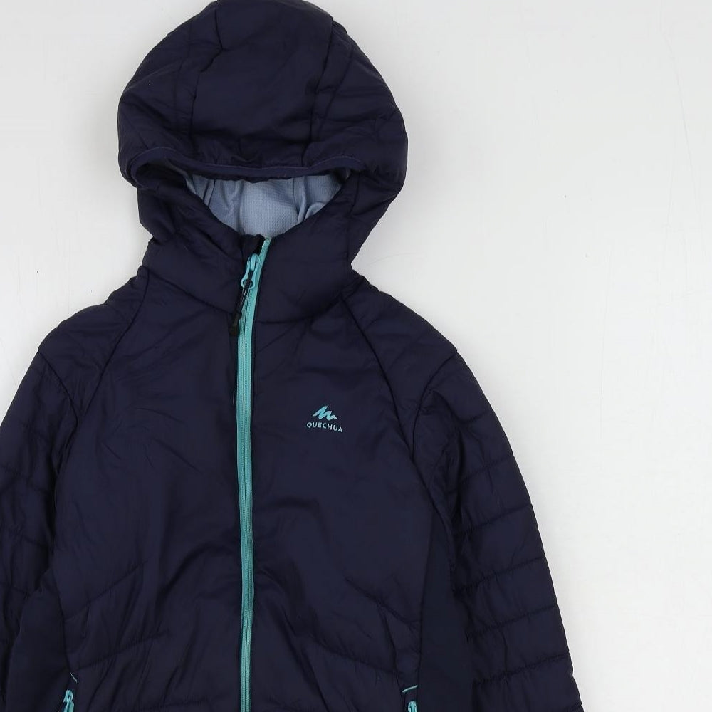 Quechua Girls Blue Rain Coat Coat Size 10-11 Years Zip