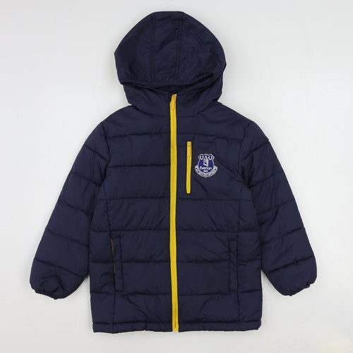 Everton Boys Blue Puffer Jacket Coat Size 8-9 Years Zip - Football