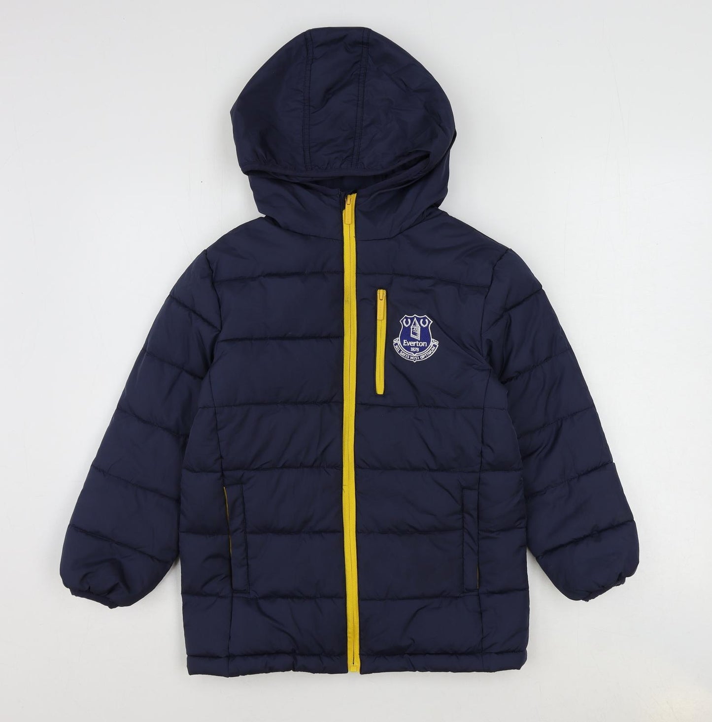 Everton Boys Blue Puffer Jacket Coat Size 8-9 Years Zip - Football