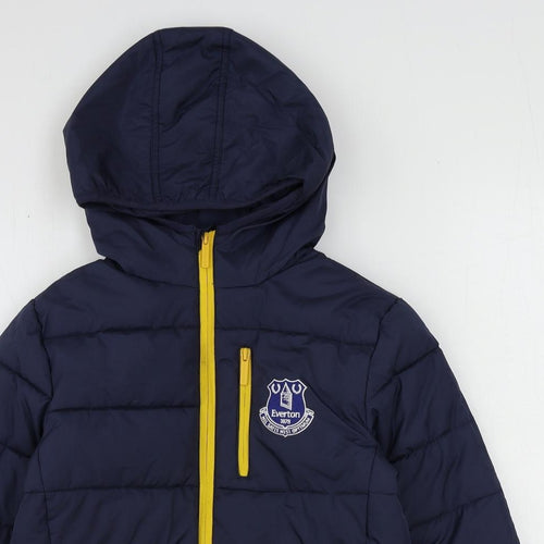 Everton Boys Blue Puffer Jacket Coat Size 8-9 Years Zip - Football