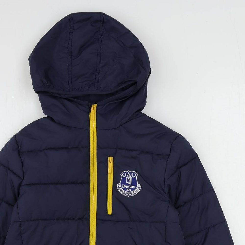 Everton Boys Blue Puffer Jacket Coat Size 8-9 Years Zip - Football