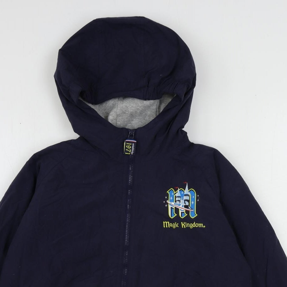 Disney Boys Blue Jacket Size L Zip - Disney World Magic Kingdom