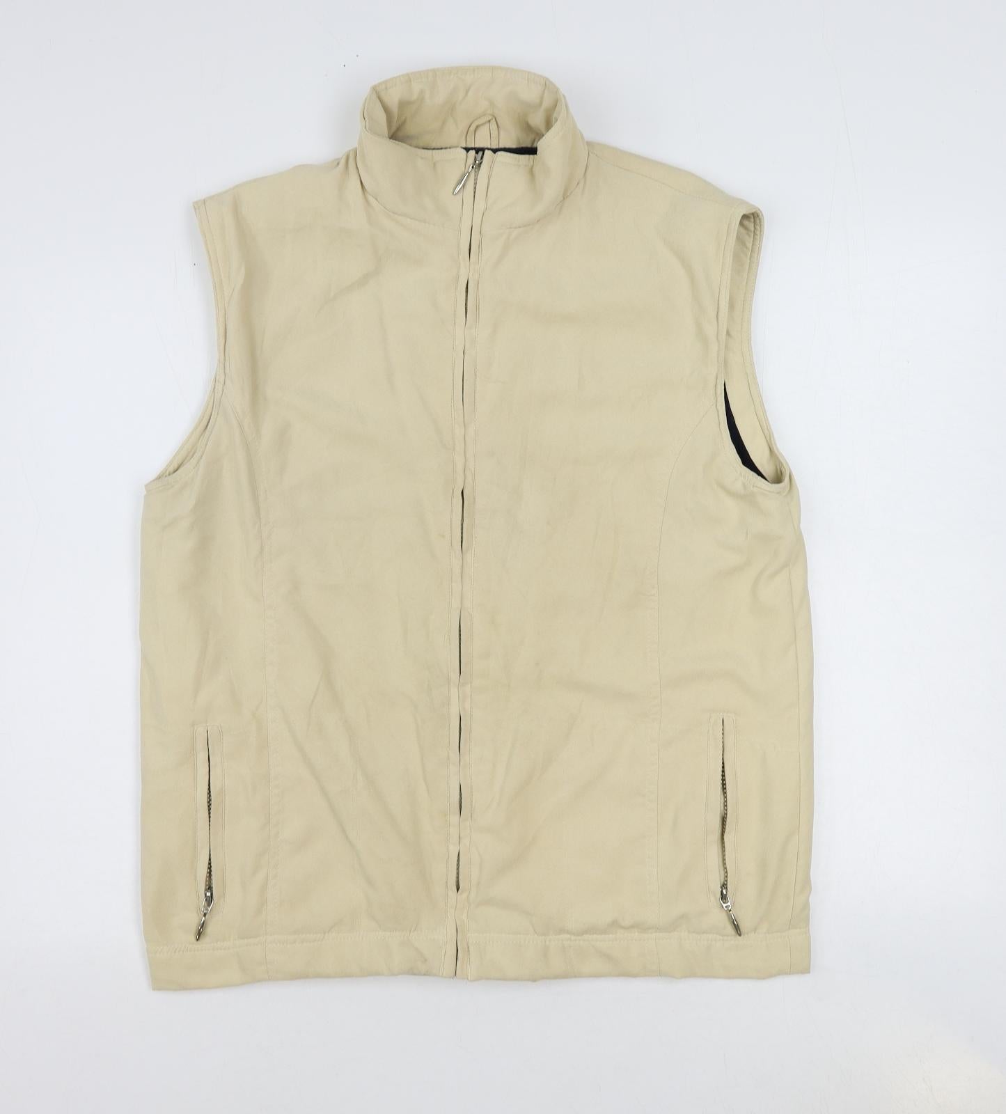 Arctic Storm Mens Beige Gilet Jacket Size M Zip - Fleece Lined