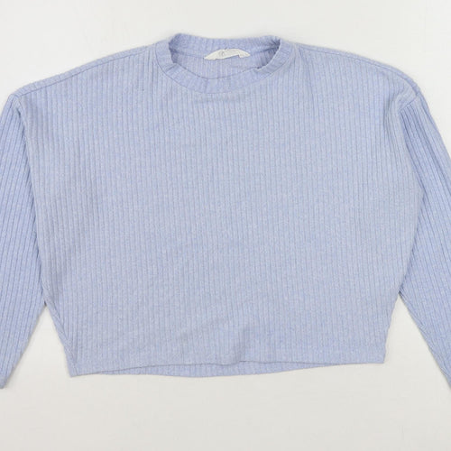 H&M Girls Blue Viscose Pullover Sweatshirt Size 12-13 Years Pullover - Size 12-14 Years
