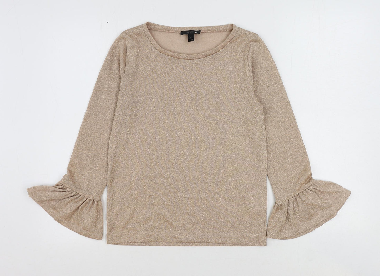 J.CREW Womens Gold Round Neck Polyester Pullover Jumper Size XS