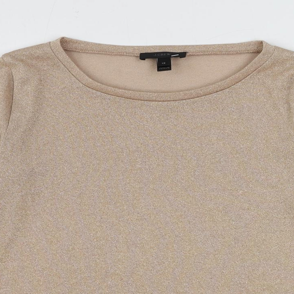 J.CREW Womens Gold Round Neck Polyester Pullover Jumper Size XS