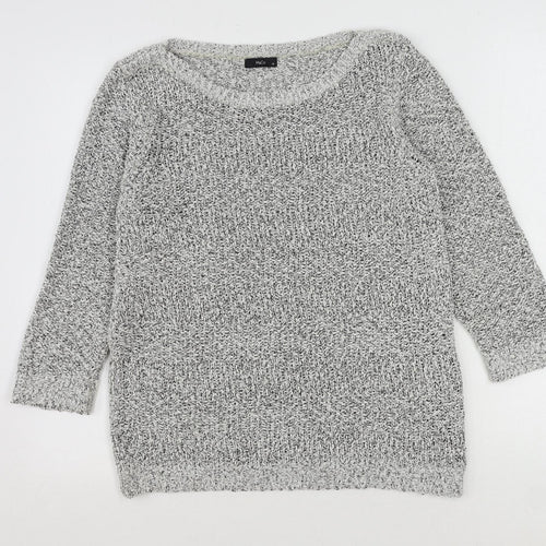 M&Co Womens Grey Boat Neck Cotton Pullover Jumper Size 16