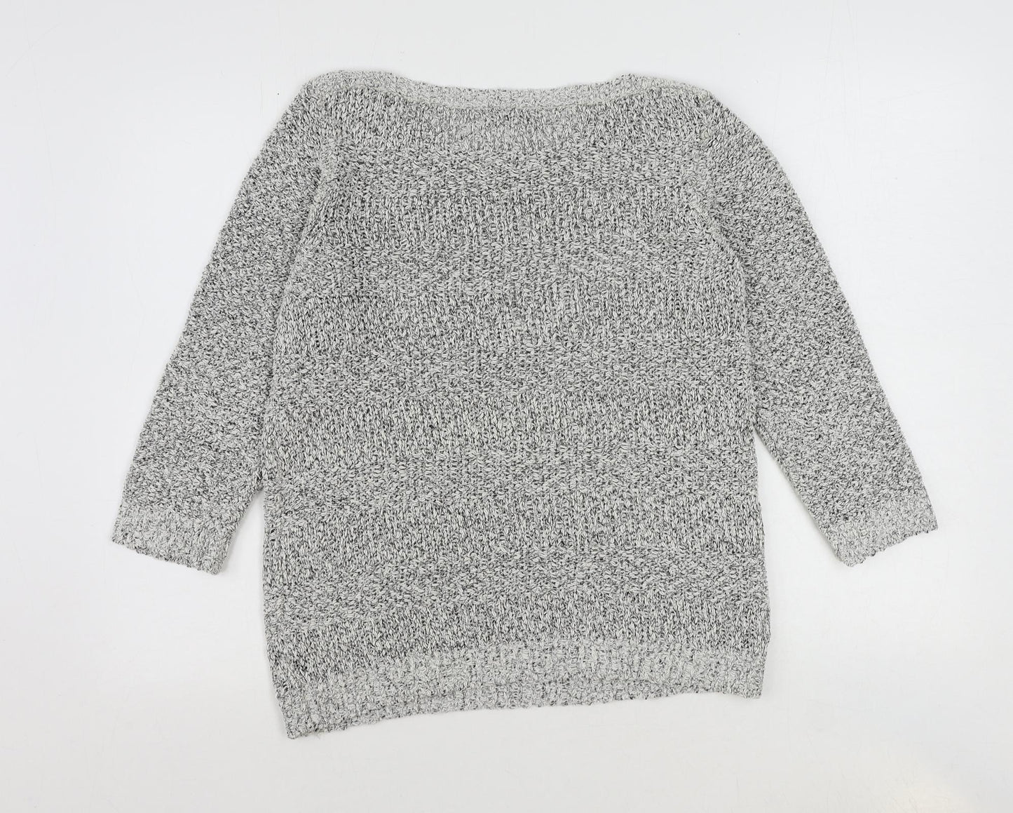 M&Co Womens Grey Boat Neck Cotton Pullover Jumper Size 16