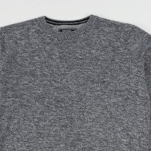 Maine New England Mens Blue Round Neck Cotton Pullover Jumper Size S Long Sleeve