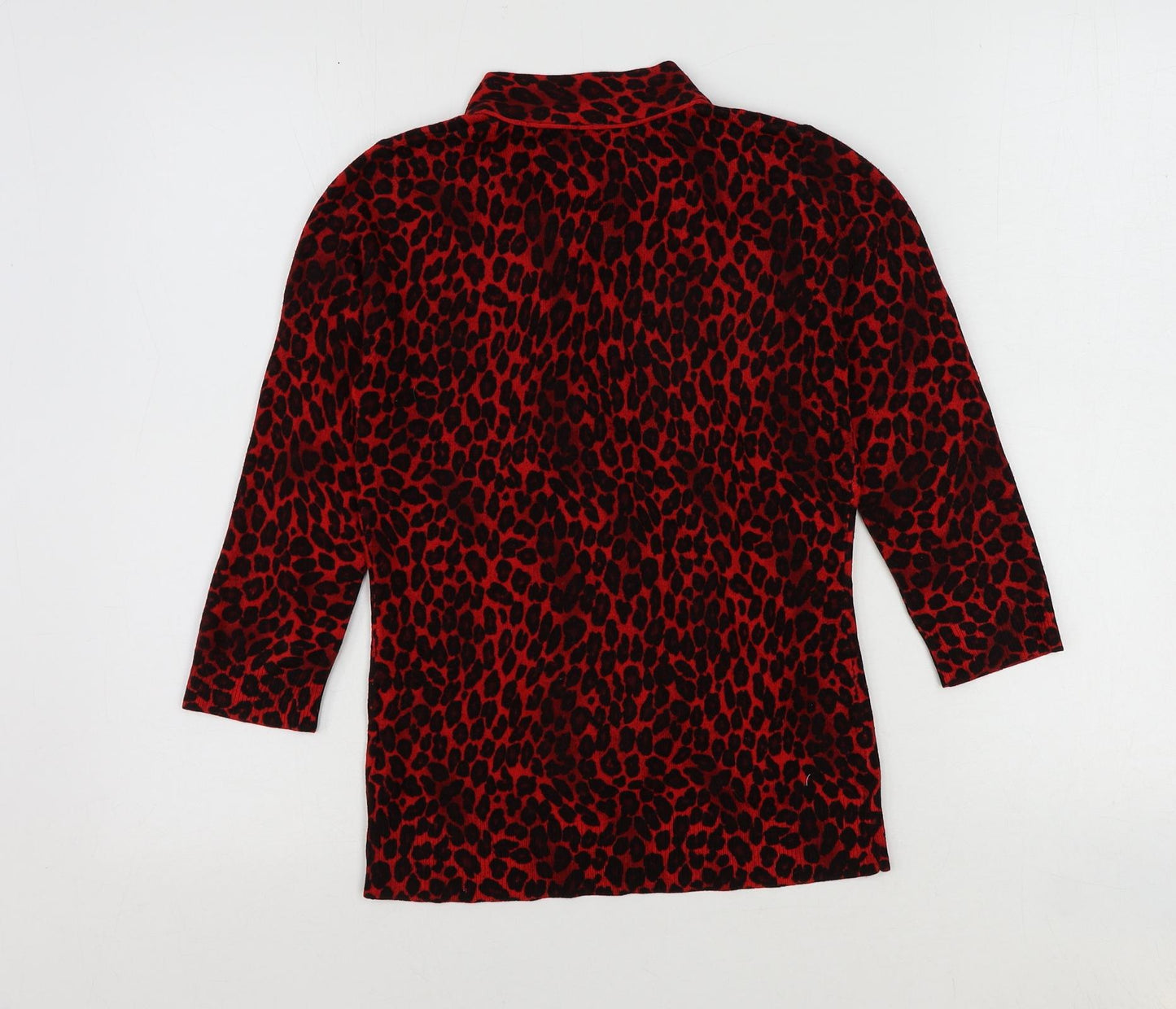 ASOS Womens Red Scoop Neck Animal Print Acrylic Pullover Jumper Size 8 - Leopard Print