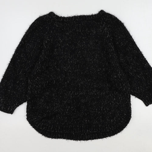 Indigo Womens Black Scoop Neck Polyamide Pullover Jumper Size 10