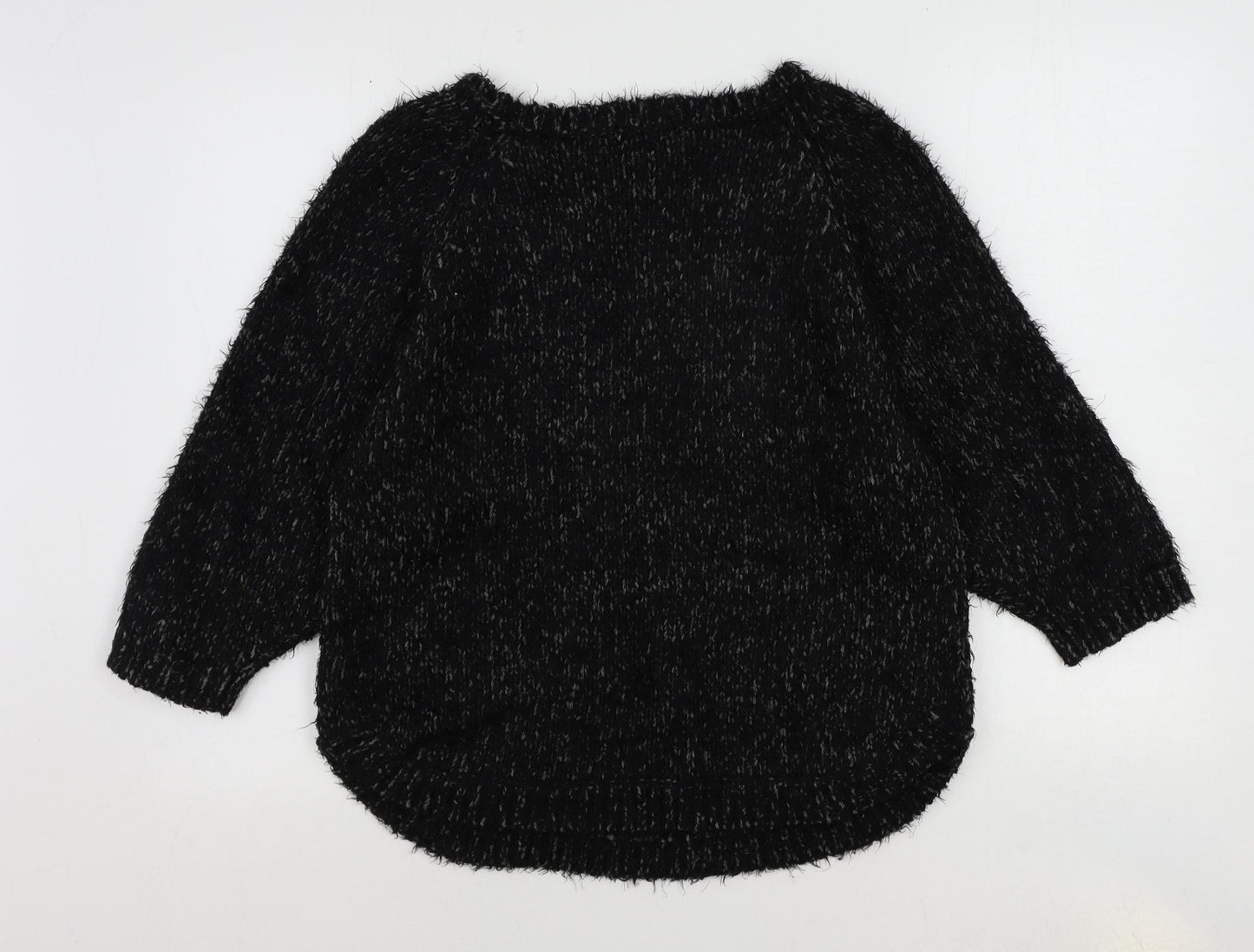 Indigo Womens Black Scoop Neck Polyamide Pullover Jumper Size 10