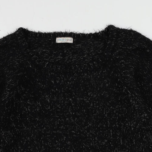 Indigo Womens Black Scoop Neck Polyamide Pullover Jumper Size 10