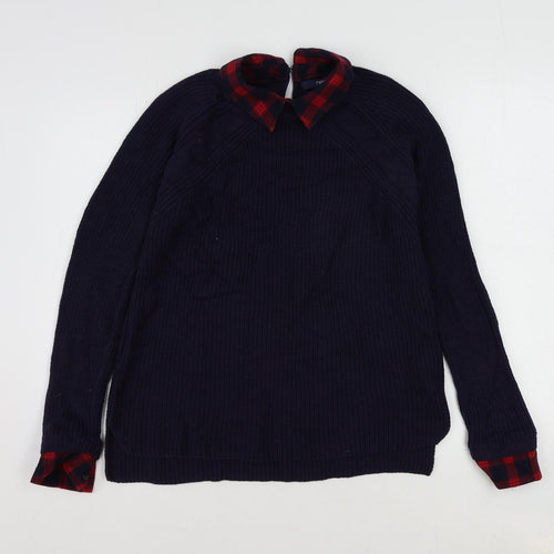 NEXT Womens Blue Collared Cotton Pullover Jumper Size 10
