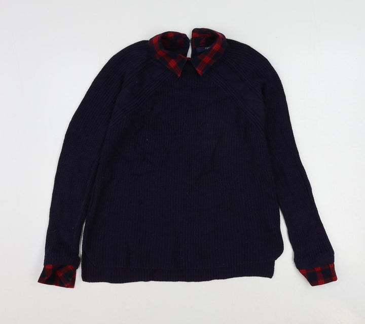 NEXT Womens Blue Collared Cotton Pullover Jumper Size 10