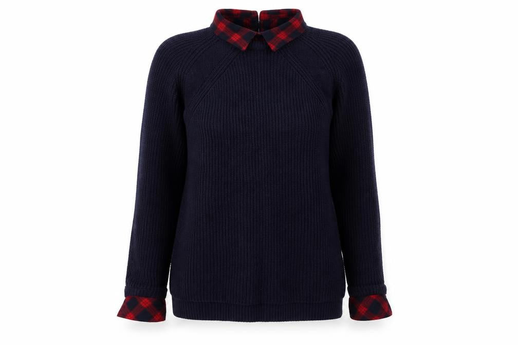 Next Womens Blue Collared Cotton Pullover Jumper Size 10