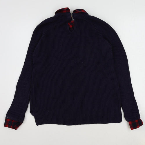 NEXT Womens Blue Collared Cotton Pullover Jumper Size 10